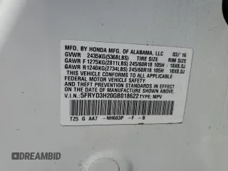 2016 Acura MDX с VIN 5FRYD3H20GB018622, выставлен на аукционе Copart как лот 53746995 с пробегом 66 110 миль миль и Списание • Salvage title. История ставок и продаж доступна на DreamBid. Изображение 12.