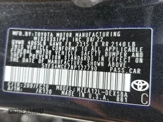 2022 Toyota Corolla SE with VIN 5YFS4MCE7NP127790, listed as a Copart auction lot 49315905 with 81,228 mi miles and Salvage Title. Bid and sale history available at carsss.com. Image 13.