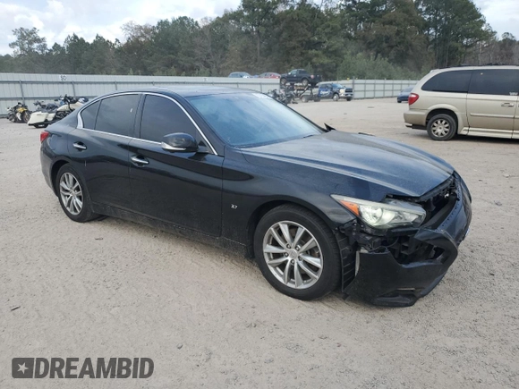 2014 Infiniti Q50 Sport with VIN JN1BV7ARXEM690245, listed as a Copart auction lot 47778955 with 143,477 mi miles and Salvage Title. Bid and sale history available at DreamBid. Image 4.