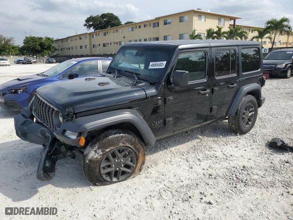 2024 Jeep Wrangler Sport S with VIN 1C4PJXDG8RW247465, listed as a Copart auction lot 46069385 with 4,430 mi miles and Salvage Title. Bid and sale history available at carsss.com. Image 1.