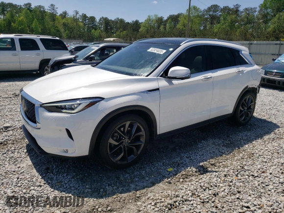 2019 Infiniti QX50 LUXE with VIN 3PCAJ5M15KF120544, listed as a Copart auction lot 52324035 with 55,618 mi miles and Salvage Title. Bid and sale history available at carsss.com. Image 1.