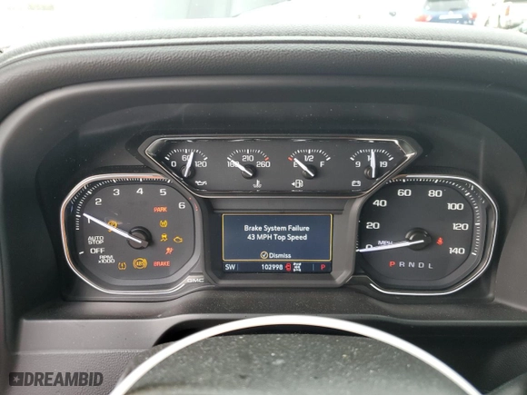 2019 GMC Sierra 1500 AT4 with VIN 1GTP9EED6KZ216009, listed as a Copart auction lot 43709195 with 102,998 mi miles and Salvage Title. Bid and sale history available at carsss.com. Image 9.