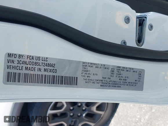 2020 Jeep Compass Trailhawk z VIN 3C4NJDDB5LT248662, wystawiony jako IAAI lot #42574553 z przebiegiem 28 118 mil mil oraz . Historia ofert i sprzedaży dostępna na DreamBid. Obrazek 9.