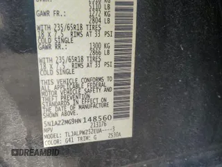 2017 Nissan Murano S z VIN 5N1AZ2MG9HN148560, wystawiony jako Copart lot #53243085 z przebiegiem 85 242 mil mil oraz Szkoda całkowita • Salvage title. Historia ofert i sprzedaży dostępna na DreamBid. Obrazek 13.