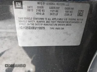 2014 Chevrolet Impala LT with VIN 1G1125S30EU118979, listed as a IAAI auction lot 40084364 with 145,015 mi miles and . Bid and sale history available at DreamBid. Image 9.