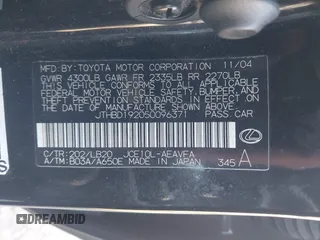 2005 Lexus IS 300 with VIN JTHBD192050096371, listed as a IAAI auction lot 40878782 with 164,156 mi miles and . Bid and sale history available at DreamBid. Image 9.