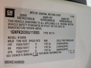 2009 Chevrolet Suburban 2LT с VIN 1GNFK26399J118063, выставлен на аукционе Copart как лот 47014765 с пробегом 239 209 миль миль и Списание • Salvage title. История ставок и продаж доступна на DreamBid. Изображение 13.
