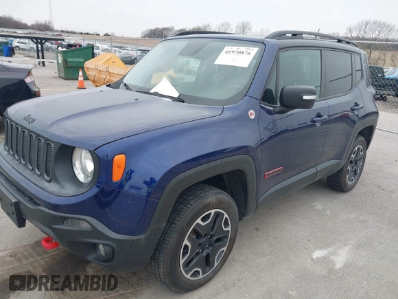 2016 Jeep Renegade Trailhawk with VIN ZACCJBCTXGPD30986, listed as a IAAI auction lot 41970876 with 55,814 mi miles and . Bid and sale history available at carsss.com. Image 2.