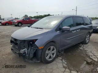 2019 Honda Odyssey EX with VIN 5FNRL6H50KB028595, listed as a Copart auction lot 65846434 with 77,596 mi miles and Salvage title. Bid and sale history available at DreamBid. Image 1.