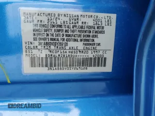 2025 Nissan Sentra SR с VIN 3N1AB8DV0SY269128, выставлен на аукционе Copart как лот 57147435 с пробегом 393 миль миль и Списание • Salvage title. История ставок и продаж доступна на DreamBid. Изображение 12.