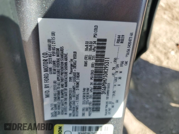 2013 Ford Fusion SE with VIN 3FA6P0H75DR295311, listed as a Copart auction lot 44640055 with 131,964 mi miles and Clean Title. Bid and sale history available at DreamBid. Image 12.