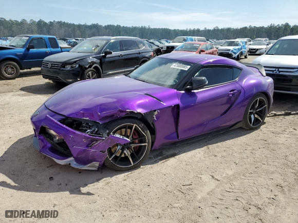 2022 Toyota GR Supra 3.0 with VIN WZ1DB0C02NW050038, listed as a Copart auction lot 47688985 with 0 mi miles and Salvage Title. Bid and sale history available at carsss.com. Image 1.
