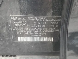 2015 Hyundai Sonata 2.4L SE with VIN 5NPE24AF6FH237095, listed as a Copart auction lot 51345375 with 71,781 mi miles and Salvage Title. Bid and sale history available at carsss.com. Image 12.
