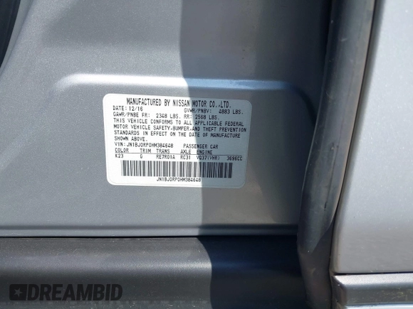 2017 Infiniti QX50 with VIN JN1BJ0RP0HM384648, listed as a IAAI auction lot 42290211 with 86,572 mi miles and . Bid and sale history available at DreamBid. Image 9.