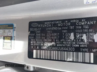 2018 Hyundai Tucson SE z VIN KM8J2CA44JU644303, wystawiony jako IAAI lot #42059326 z przebiegiem 67 873 mil mil oraz . Historia ofert i sprzedaży dostępna na DreamBid. Obrazek 9.