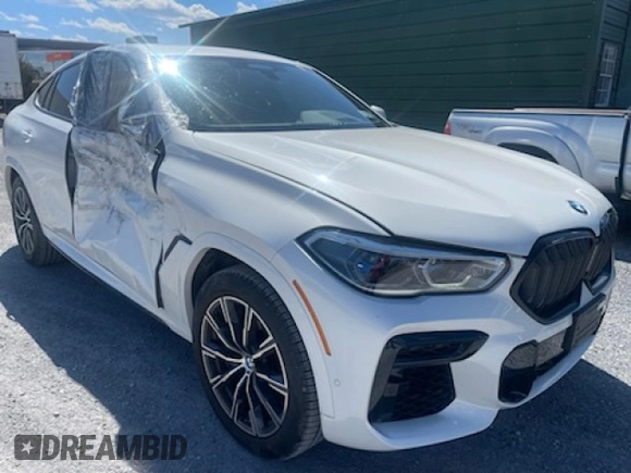 2023 BMW X6 M50i with VIN 5UXCY8C02P9N80310, listed as a Copart auction lot 50582585 with 19,686 mi miles and Clean Title. Bid and sale history available at carsss.com. Image 1.