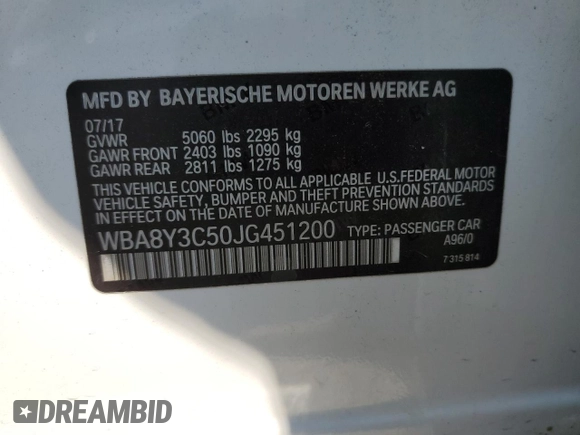 2018 BMW 3 Series 340i xDrive with VIN WBA8Y3C50JG451200, listed as a Copart auction lot 62639334 with 112,509 mi miles and Salvage Title. Bid and sale history available at carsss.com. Image 12.