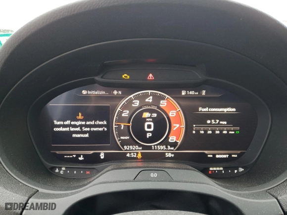 2017 Audi A3 Sedan Premium Plus with VIN WAUJ8GFF2H1007312, listed as a Copart auction lot 53650155 with 92,920 mi miles and Salvage Title. Bid and sale history available at carsss.com. Image 9.