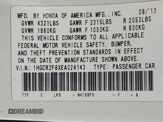 2014 Honda Accord Sedan EX-L with VIN 1HGCR2F8XEA024143, listed as a IAAI auction lot 41933648 with 77,548 mi miles. Bid and sale history available at carsss.com. Image 9.