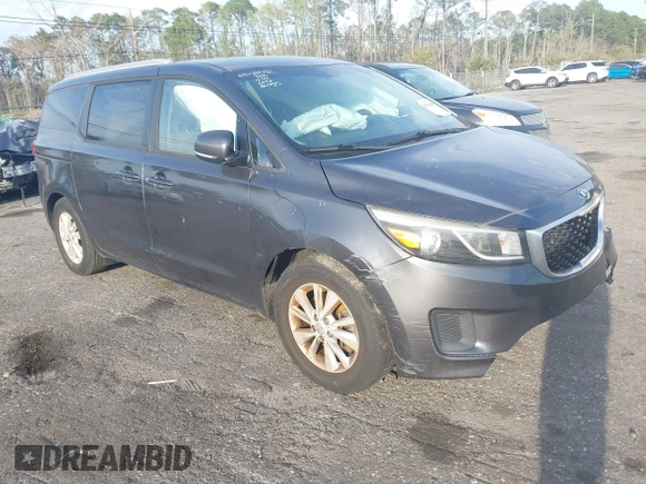 2016 Kia Sedona LX with VIN KNDMB5C10G6084583, listed as a IAAI auction lot 41744644 with 1 mi miles. Bid and sale history available at carsss.com. Image 1.