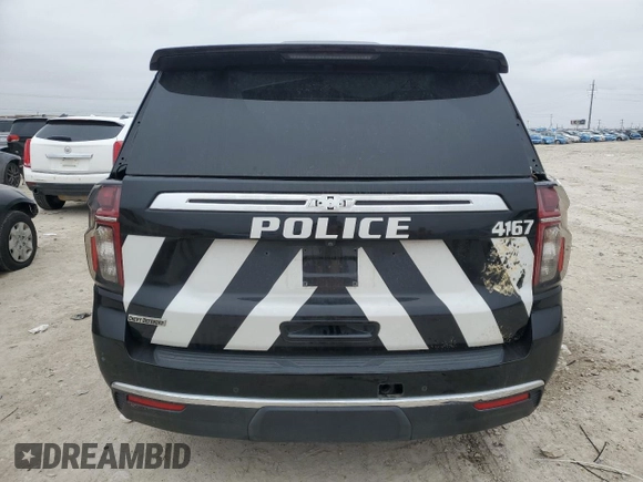 2022 Chevrolet Tahoe with VIN 1GBSCLED2NR317444, listed as a Copart auction lot 43927155 with 25,409 mi miles and Salvage title. Bid and sale history available at DreamBid. Image 6.