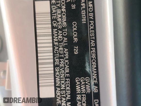 2023 Polestar 2 z VIN YSMED3KA1PL131761, wystawiony jako Copart lot #53525785 z przebiegiem 34 733 mil mil oraz Szkody całkowita. Historia ofert i sprzedaży dostępna na DreamBid. Obrazek 13.