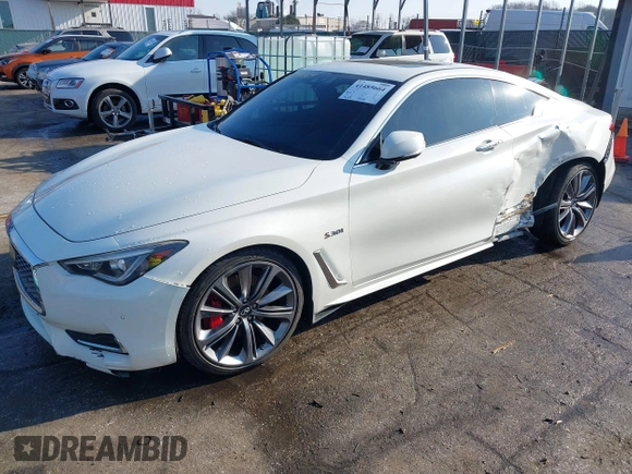 2017 Infiniti Q60 Red Sport 400 with VIN JN1FV7EL6HM701933, listed as a IAAI auction lot 41485664 with 72,496 mi miles and . Bid and sale history available at carsss.com. Image 21.