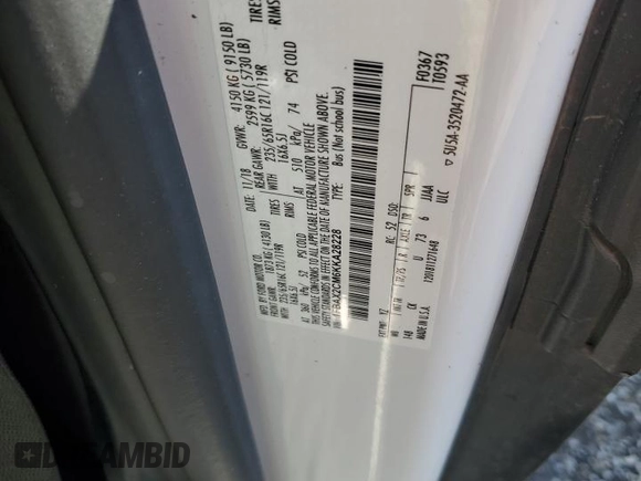 2019 Ford Transit Passenger XL with VIN 1FBAX2CM6KKA28228, listed as a Copart auction lot 86782144 with 36,224 mi miles and Salvage Title. Bid and sale history available at carsss.com. Image 15.