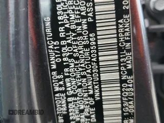 2015 Toyota Yaris L z VIN VNKKTUD30FA035966, wystawiony jako Copart lot #56693685 z przebiegiem 155 284 mil mil oraz Szkoda całkowita • Salvage title. Historia ofert i sprzedaży dostępna na DreamBid. Obrazek 12.