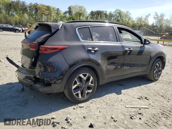 2021 Kia Sportage EX with VIN KNDPNCAC9M7936755, listed as a Copart auction lot 53895995 with 38,386 mi miles and Salvage title. Bid and sale history available at DreamBid. Image 3.