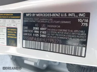 2017 Mercedes-Benz C-Class C 300 with VIN 55SWF4JB8HU195275, listed as a IAAI auction lot 41721994 with 104,595 mi miles. Bid and sale history available at carsss.com. Image 9.