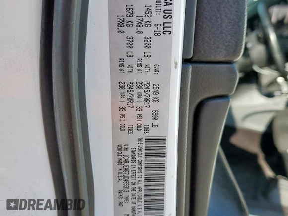 2018 Jeep Grand Cherokee Altitude with VIN 1C4RJEAG7JC455313, listed as a Copart auction lot 59370625 with 126,391 mi miles and Salvage title. Bid and sale history available at DreamBid. Image 12.