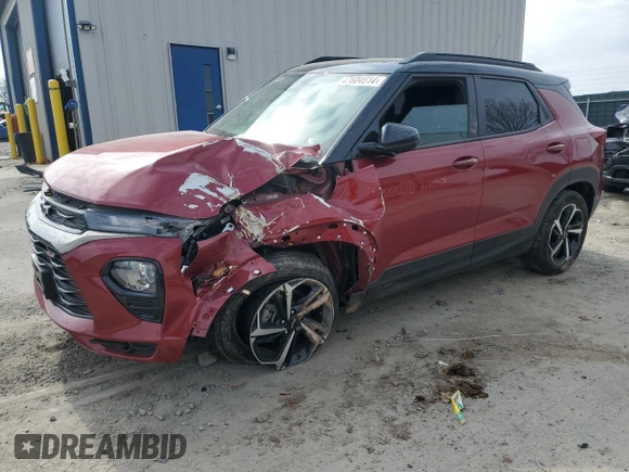 2021 Chevrolet TrailBlazer RS with VIN KL79MUSL8MB056608, listed as a Copart auction lot 47604514 with 43,681 mi miles and . Bid and sale history available at DreamBid. Image 1.