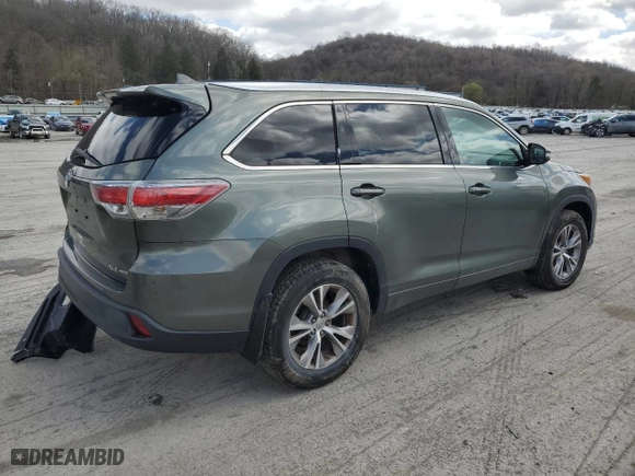 2015 Toyota Highlander XLE with VIN 5TDJKRFH9FS196185, listed as a Copart auction lot 51754925 with 117,538 mi miles and Salvage Title. Bid and sale history available at carsss.com. Image 3.