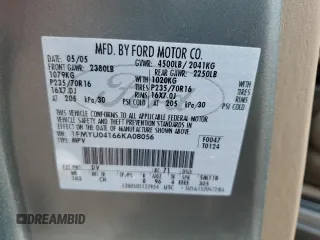 2006 Ford Escape Limited with VIN 1FMYU04166KA08056, listed as a Copart auction lot 45030965 with Not provided miles and Salvage title. Bid and sale history available at DreamBid. Image 12.