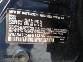 2015 BMW 5 Series 528i xDrive with VIN WBA5A7C58FG143147, listed as a Copart auction lot 52850195 with 130,528 mi miles and Salvage Title. Bid and sale history available at carsss.com. Image 14.