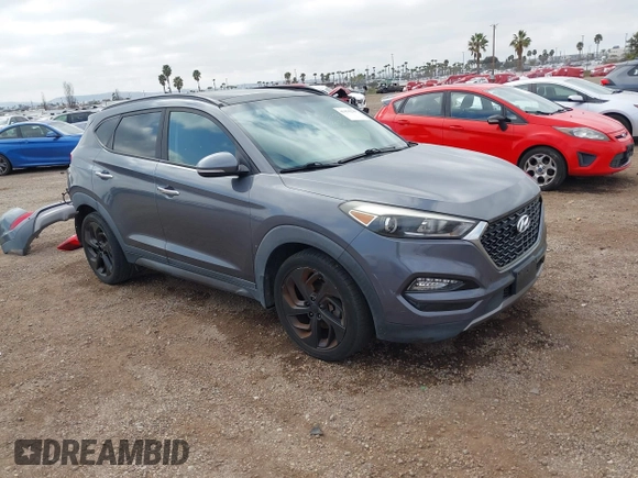 2016 Hyundai Tucson Eco with VIN KM8J3CA28GU217033, listed as a IAAI auction lot 41476238 with 76,311 mi miles. Bid and sale history available at carsss.com. Image 1.