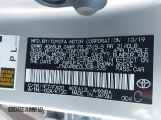 2020 Toyota Corolla Hatchback SE with VIN JTND4RBE0L3081535, listed as a IAAI auction lot 41721684 with 49,373 mi miles. Bid and sale history available at carsss.com. Image 9.