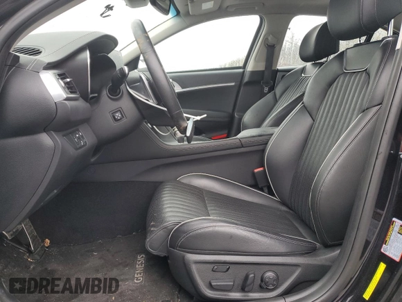 2021 Genesis G70 3.3T with VIN KMTG74LE8MU071729, listed as a Copart auction lot 43466165 with 18,760 mi miles and Salvage Title. Bid and sale history available at carsss.com. Image 7.