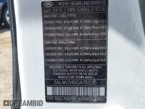 2016 Land Rover LR4 HSE Lux с VIN SALAK2V65GA793235, выставлен на аукционе IAAI как лот 42803732 с пробегом 132 768 миль миль и . История ставок и продаж доступна на DreamBid. Изображение 9.