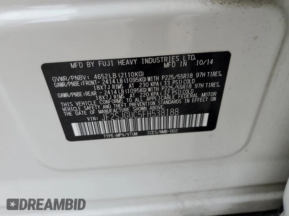 2015 Subaru Forester XT Touring with VIN JF2SJGUC5FH538188, listed as a Copart auction lot 57512555 with 94,236 mi miles and Salvage title. Bid and sale history available at DreamBid. Image 13.