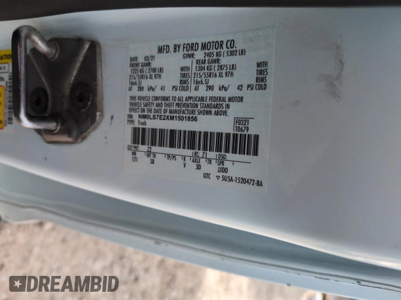 2021 Ford Transit Connect XL z VIN NM0LS7E2XM1501856, wystawiony jako Copart lot #48002465 z przebiegiem 185 639 mil mil oraz Czysty tytuł • Clean title. Historia ofert i sprzedaży dostępna na DreamBid. Obrazek 12.