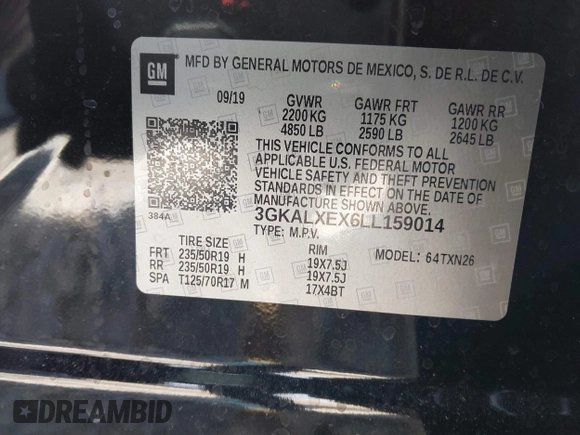 2020 GMC Terrain Denali with VIN 3GKALXEX6LL159014, listed as a IAAI auction lot 41867430 with 41,652 mi miles and . Bid and sale history available at DreamBid. Image 9.