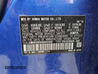 2016 Honda Fit LX with VIN JHMGK5H55GX002056, listed as a Copart auction lot 53785885 with 108,006 mi miles and Salvage Title. Bid and sale history available at carsss.com. Image 13.