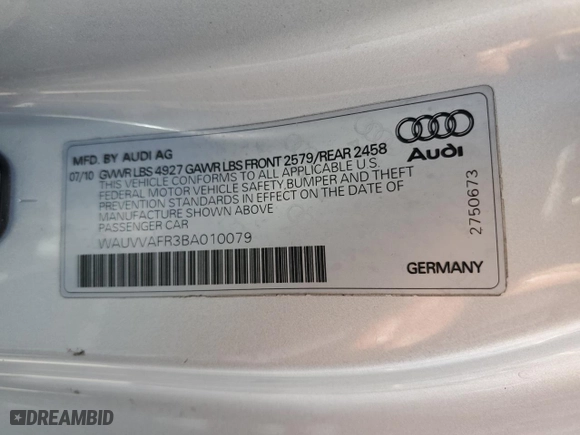 2011 Audi S5 Prestige with VIN WAUVVAFR3BA010079, listed as a Copart auction lot 47254755 with 152,093 mi miles and Salvage Title. Bid and sale history available at carsss.com. Image 12.