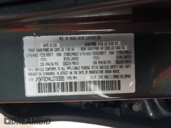 2020 Mazda CX-5 Touring with VIN JM3KFBCM4L0780565, listed as a Copart auction lot 45365425 with 97,524 mi miles and Salvage Title. Bid and sale history available at carsss.com. Image 13.
