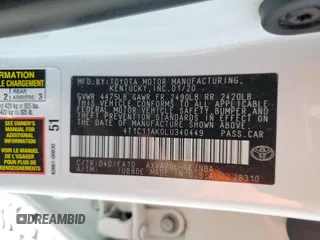 2020 Toyota Camry LE with VIN 4T1C11AK0LU340449, listed as a Copart auction lot 54071195 with 16,881 mi miles and Salvage Title. Bid and sale history available at carsss.com. Image 12.