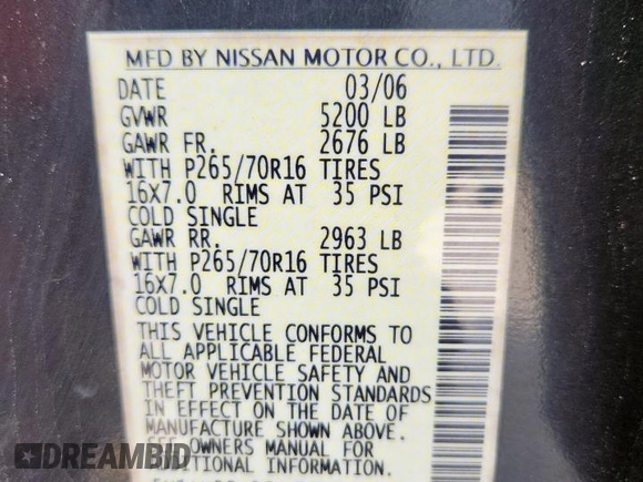 2006 Nissan Xterra SE с VIN 5N1AN08U06C529819, выставлен на аукционе Copart как лот 59984455 с пробегом 175 721 миль миль и Чистый • Clean title. История ставок и продаж доступна на DreamBid. Изображение 13.
