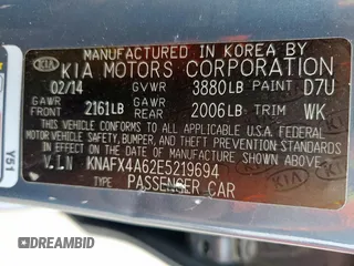 2014 Kia Forte LX with VIN KNAFX4A62E5219694, listed as a Copart auction lot 53436425 with 162,888 mi miles and Salvage Title. Bid and sale history available at carsss.com. Image 12.