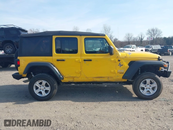 2019 Jeep Wrangler Unlimited Sport S with VIN 1C4HJXDG4KW579364, listed as a IAAI auction lot 41809318 with 22,370 mi miles and . Bid and sale history available at DreamBid. Image 13.